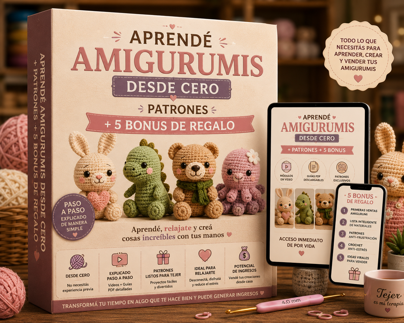 APRENDÉ AMIGURUMIS DESDE CERO + PATRONES + 5 BONUS DE REGALO